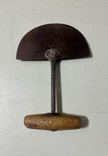 Antique Primitive Half Moon Rusted Food Chopper  Wooden Handle picture