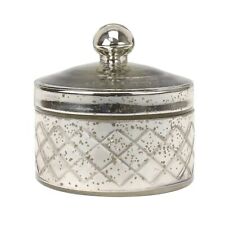 Antique Mercury Glass Storage Container with Lid, Decorative Jar for Cotton B... picture