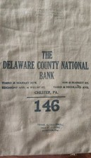 RARE 1882-1939 DELAWARE COUNTY NATIONAL BANK MONEY BAG OWNED BY CHAS H ISAACSON picture