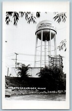 Breckenridge Minnesota MN Postcard RPPC Photo Water Tower Scene c1910's Antique picture