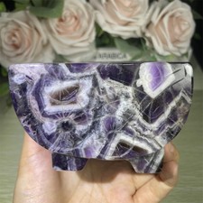 1.5LB 3.9'' Natural Dream Amethyst Ornament Carving Crystal Quartz Reiki Gift picture