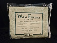 NEW Vtg L.L. Bean WARM FEELINGS Biddeford Mills USA Wool Blend Blanket TEAL Twin picture
