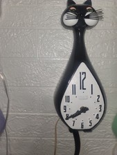 Rare 50s/60s  Spartus Here Kitty Kitty Clock, Black Tux Kitty Fully Functional. picture