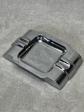 Vintage Art Deco Streamlined Chrome Ashtray With No Slip Pad Base picture