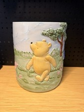 Vintage Winnie The Pooh Piglet Tigger Eyeore Ceramic 3D Waste Basket 10” Tall picture