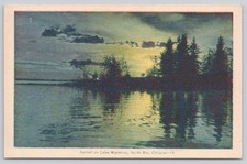 North Bay, Ontario Sunset on Lake Nipissing PECO Hand Colored Unposted picture