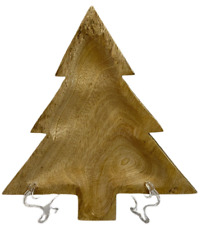 Kalalou Carved Wooden Christmas Tree Platter With Natural Finish - 10