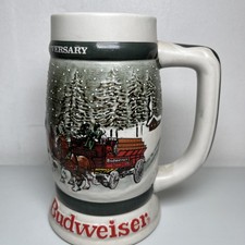 1982 Budweiser 50th Anniversary Clydesdale's Holiday Beer Stein Mug 1933 - 1983 picture