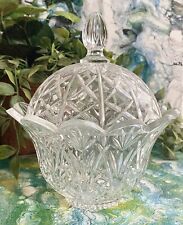 DePlomb Lead Crystal Covered Bowl Candy Dish 7.5 In Made in USA Living Estate picture