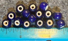 15 Cobalt Blue Indian Trade Beads White Hearts Huron Indian Great Lakes 1700's picture