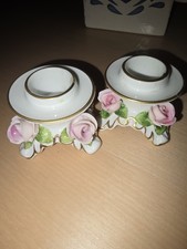 Kaiser W. Germany Delicate porcelain candleholder w/ hand-sculpted pink roses picture