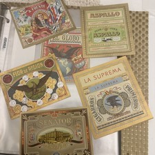 💥 Lot Of 5 Gold Embossed Golden era of Cigar Labels El Globo La Suprema 💥 picture