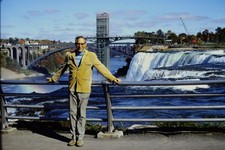 c1960's 35mm Slide Niagara Falls Skylon Tower Rainbow Bridge Canada American picture
