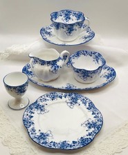 Vtg Shelley Bone China DAINTY BLUE 7 Pc. Breakfast Set-England picture