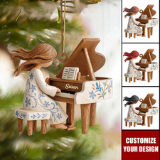 Personalized Girl Playing Piano Christmas Ornament Pianist Musician Ornament picture