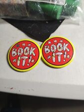 2 Vintage Book It 3” Pizza Hut Pin-back Buttons Red and Yellow with a Star 1992 picture