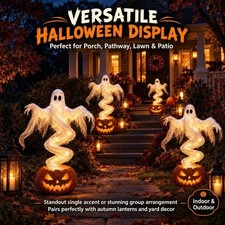 LED Swirling Ghost Pumpkin Yard Lamp | Lighted Halloween Garden Decor, Outdoor L picture