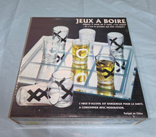 Tic Tac Toe Shot Glass and Etched Glass Game Board Elegant Bar Accessory picture