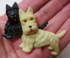 Vintage 1940's Celluloid Scottie Dog Articulated Pin Brooch Made In Japan picture
