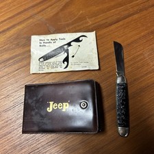 Vintage JEEP Brand IMPERIAL Folding Pocket Knife Tool  Set Black Handle picture