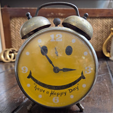 Vintage 70s Robertshaw Lux Smiley Face Alarm Clock Have a Happy Day-Nonworking picture