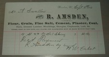 1881 Bill Head from R.Amsden dealer in Grain, Flour, Salt, Cement Windsar VT. picture