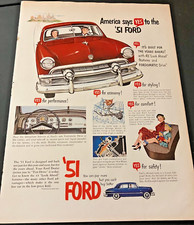 America Says Yes to the 1951 Ford - Vintage Original Color Print Ad / Wall Art picture