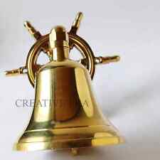 Nautical Marine Shiny Brass Wheel Ship Bell~Wall Hanging Door Bell Home Decor picture