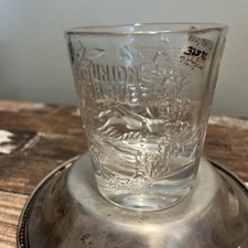 Rare Historical Flint Glass Civil War Tumbler 34 Star U.S flag Union Forever picture