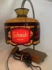 Vintage Schmidt Beer Lighted Faux Stained Glass Cash Register Sign (has a crack picture