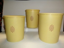 Vtg Set of 3 Tupperware Servalier Nesting Canisters Harvest Gold #505 #507 #509 picture