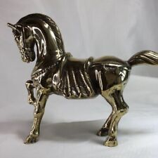11.5” Large Solid Brass Show Horse, Stallion Statuette, Vintage, Grinning❤️ picture
