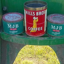 Hills Bros & MJB Vintage Coffee Can and Drip Grind Coffee Tins Red/Green picture