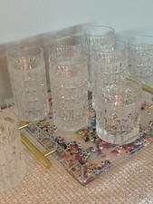 10 Vintage Gorham Olive Cut Crystal Frosted Old Fashioned Glasses picture