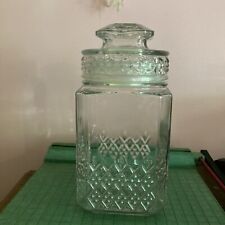 Collectible Koeze's Clear Glass Apothecary Jar Canister Candy Cookie Jar 9” Tall picture