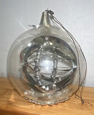 VTG Resl Lenz Clear Glass Silver Foil Atomic Spinner Christmas Ornament MCM 3.5” picture
