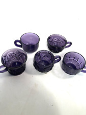 Punch bowl cups, Purple, irradiated, early 1900's, glass ware, set of 5 picture