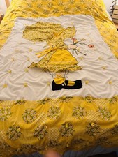 HANDMADE Yellow Holly Hobbie Lk Prarie Girl Quilty Comforter Bedspread 72