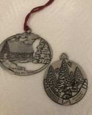 2 PEWTER ORNAMENT ETAIN ZINN SEAGULL  CABIN CANADA & COUNTRY WOMAN 1999 TREE Two picture