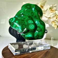 9.31LB Natural glossy Malachite transparent cluster rough mineral sample picture