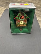 Vintage 1984 Enesco “Just in Time for Christmas” Cuckoo Clock Ornament w/ box picture