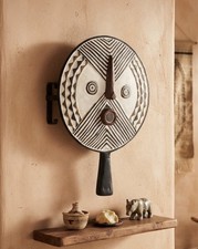 African Bobo Sun Mask Ghana 18” Wall Art Hand Carved Wood Tribal picture