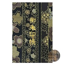 Senshishuin Goshuincho L Size Embroidered Black Gold Sakura Nishijin Brocade Bo picture