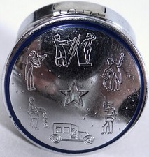 Vtg Rouge Pot Blush Compact Silver Tone Bourjois 1930s Flapper Era Evening Paris picture
