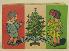USA Antique Child Candy Container Box Vintage Merry Christmas Ornament 1930's picture