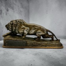 Antique FIRST STATE BANK of CHICAGO HEIGHTS Vintage LION 1919 PAPERWEIGHT Figure picture