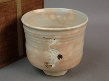 [Antiques/Tea utensils] Hagiyaki standing crane tea bowl ho063ub21 Hiiri From picture