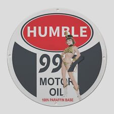 VINTAGE HUMBLE   MOTOR OIL  1997  PORCELAIN  GAS PUMP  SIGN picture