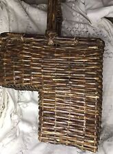 Vintage Wicker Step Stair Basket With Handle Country Farmhouse Bohemian picture