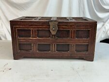 antique vintage chinese elmwood? document box trinkets strong box picture